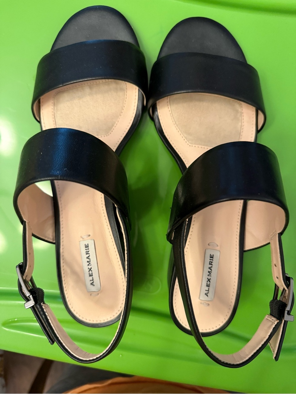 Alex Marie Black Double-Band Slingback Sandals